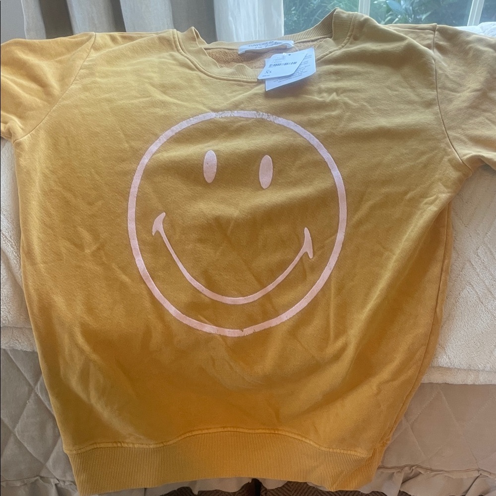 FREE PEOPLE Yellow Smiley Face Kids Shirt